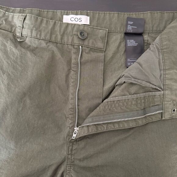 COS Pants Womens Sz 14 Army Green High Rise Tapered Straight Leg Utility Cotton - Picture 9 of 14